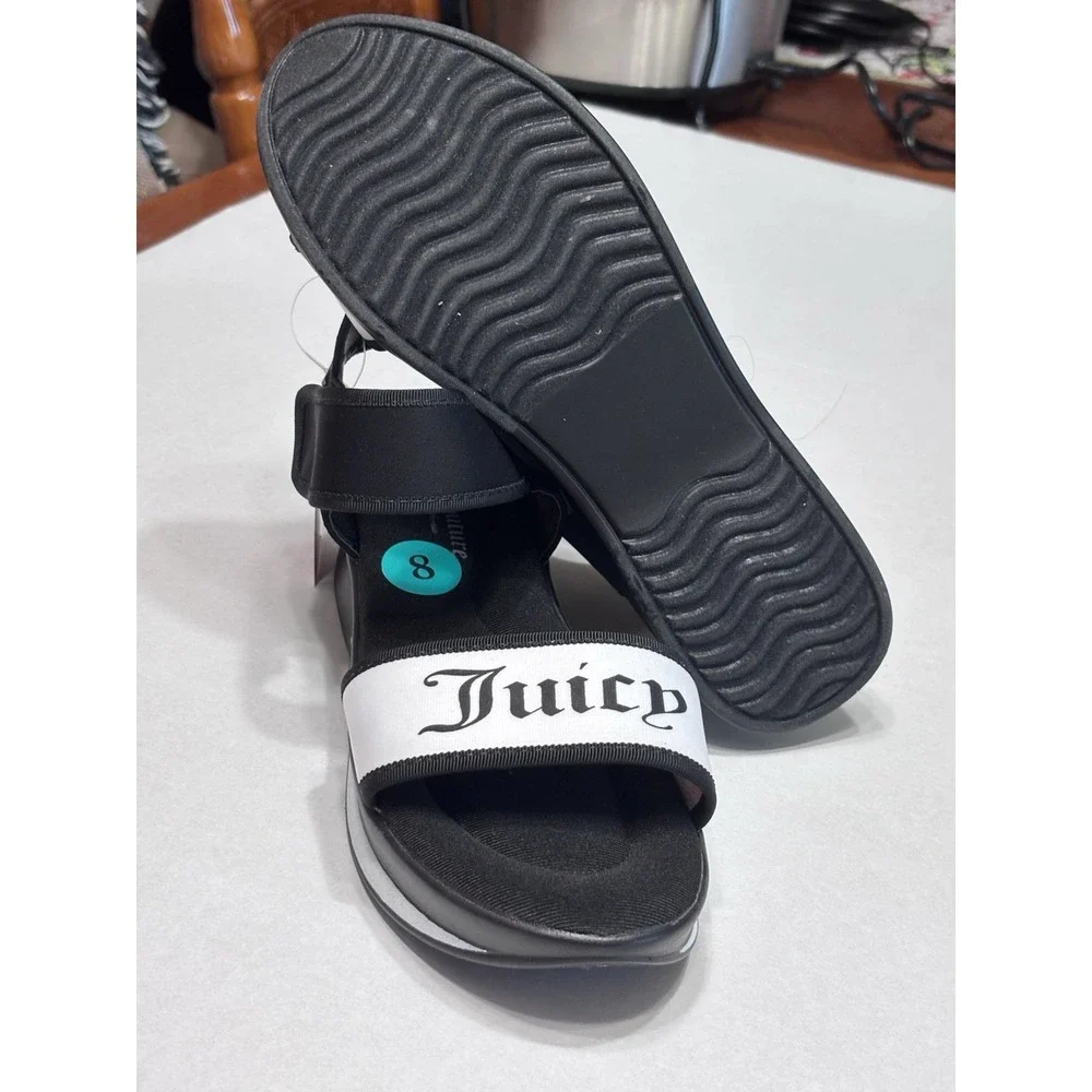 Juicy Couture JC-Iresistable2 Women's Sandals 8M Black White Platform Sporty Y2K